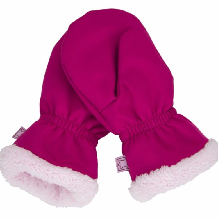 Dětské softshellové rukavice FANTOM s kožíškem zimní růžové