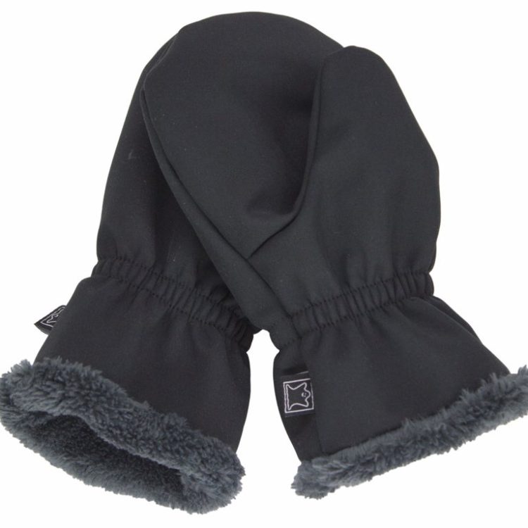 Dětské softshellové rukavice FANTOM s kožíškem zimní černé