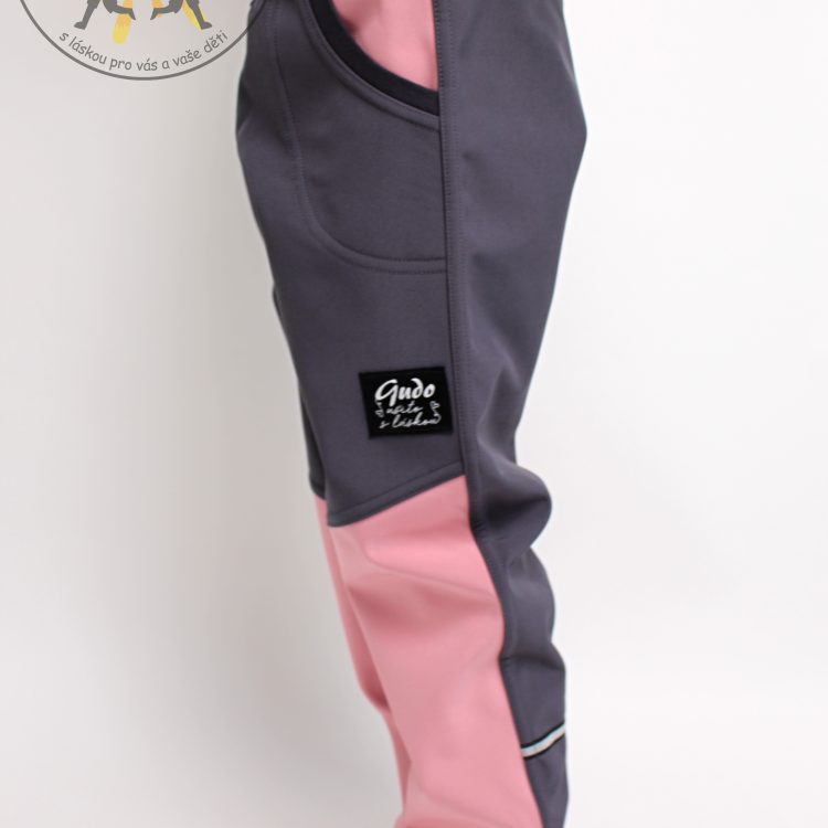 Softshellové kalhoty šedo/ružové GUDO