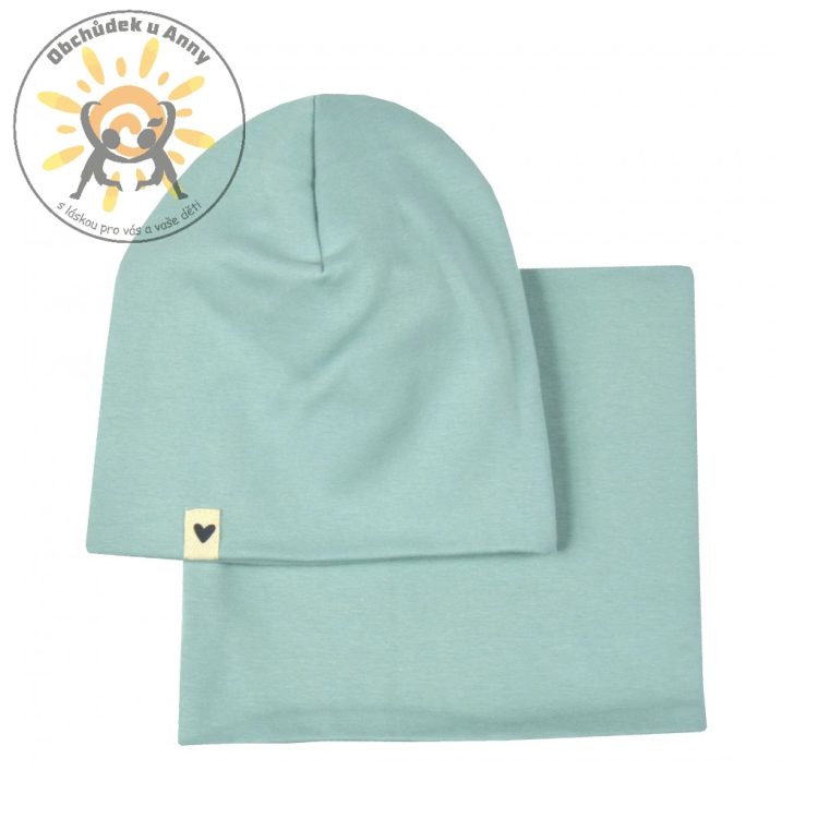 Čepice + nákrčník bavlna dvouvrstvá ATUT tyrkysová
