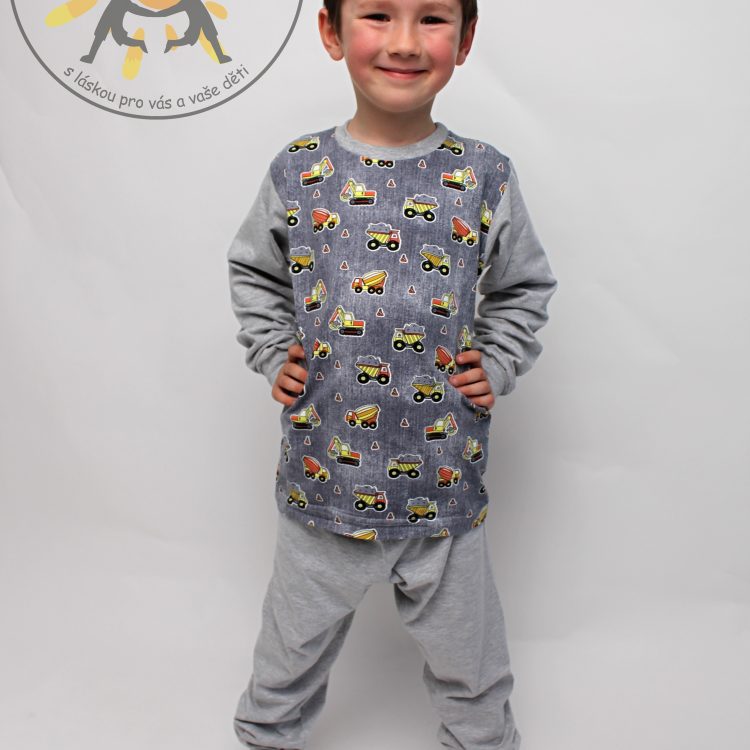 Pyžamo STAVEBNÍ STROJE šedé GUDO
