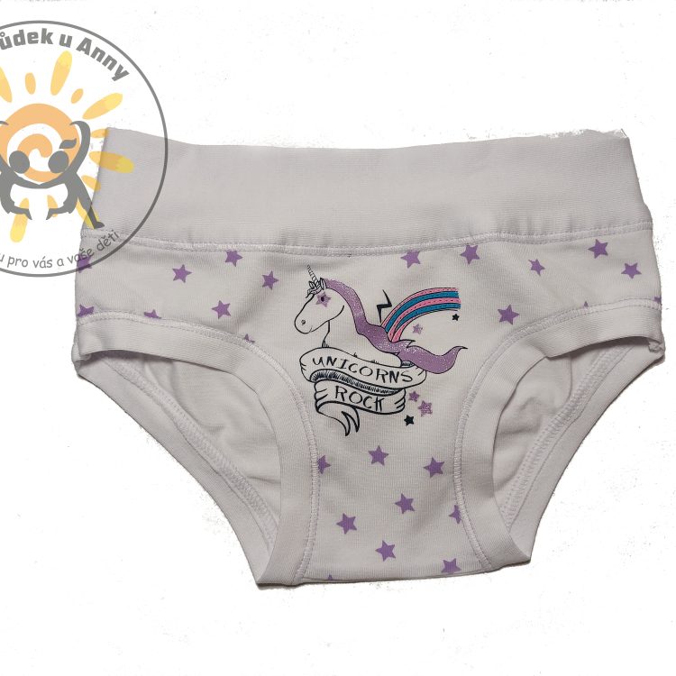 Kalhotky EMY jednorožec bílé
