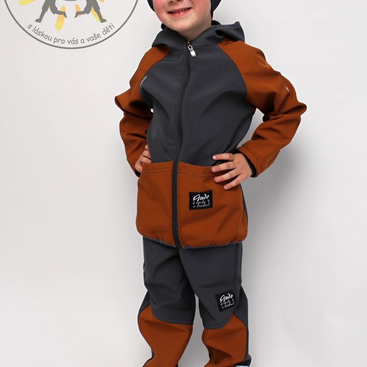 Chlapecký softshellový komplet GUDO šedo/hnědý