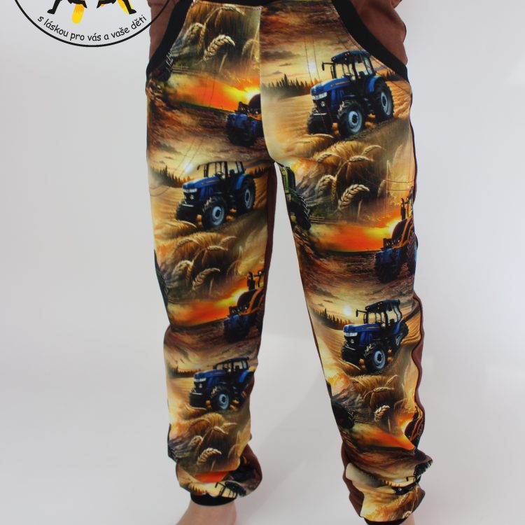 Tepláky traktor hnědé GUDO